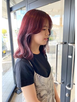 エンリッチヘア(enrich hair) ミディアムレイヤー　レッドバイオレットカラー
