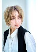 ハンサムショートボブ無造作ヘア/バニラベージュ/@20代30代