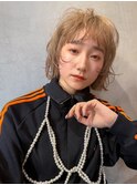 ウルフレイヤーカットボブミルクティーベージュ大宮美容室