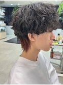 波巻きパーマ/インナーカラー/ワインレッド