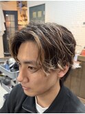 外国人風パーマ×センターパート