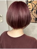 ホワイトグレージュミニウルフチェリーブラウンデジタルパーマ