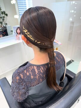六本木美容室 白金店 結婚式ヘアセット 大人気タイト編みおろしアレンジ