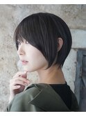 大人可愛い20代30代40代黒髪前下がりショートボブ丸みショート◎