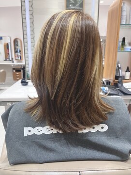 コントラストカラー　メッシュ　ハイライトカラー　ブリーチ