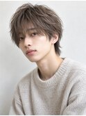ミルクティーグレージュ×シースルーマッシュウルフ