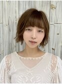 外ハネボブ/抜け感/ミルクベージュ/センター北