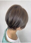 ショートボブ/グレーベージュ/ミントアッシュ/30代40代50代