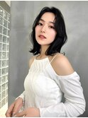 かきあげセンターパート　ゆるウェーブ　外ハネボブ