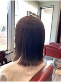 切りっぱなしボブ×ベージュブラウン