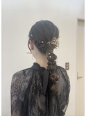 編みおろし ポニーテール 結婚式 ヘアセット ヘアアレンジ 三宮