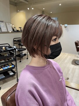 ハピエル ヘアークルー(HAPPYEL hair crew) 20代30代ソフトウルフ肩ラインダブルカラーピンクカラー