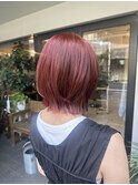 切りっぱなしボブ×チェリーレッド