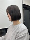 大人ガーリーダークアッシュミディアムレイヤーカット髪質改善
