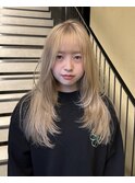 【小田大樹】ふんわりエアリーレイヤー/ミルクティーカラー