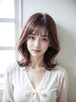 TELA HAIR 北越谷店【テーラへアー】【９月１５日OPEN（予定）】&nbsp;ピンクブラウン×くびれミディアムレイヤー【TELAHAIR】