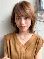 斜めバング前髪チョコレートボブウルフプリカール#234d0615