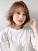 薄めバング外ハネボブ前髪美髪エアリーカールくせ毛風カール
