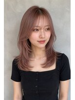 ラピッシュ 北習志野店 顔まわりレイヤー × ピンクベージュ