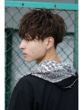 ネイビー(NAVY) くせ毛風パーマ 前下がりマッシュ メンズ 2020 渋谷 美容室 上手