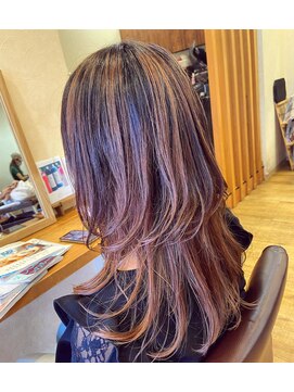 ヘアーコレット(hair Colet) ピンクバレイヤージュウルフ