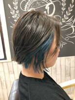 ビー オン ディー ヘア 池袋(BonD hair) 耳掛けで可愛い！インナーカラー　ブルー☆ウルボブ