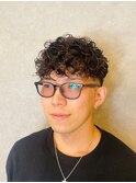 大人男性ナチュラルパーマビジカジ清潔感アッシュブラック