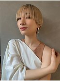 マッシュショート×ハイトーンベージュ