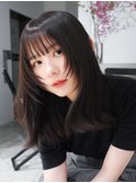 前髪カット顔周りレイヤーくびれミディ_ba520622