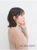 ミディアムレイヤーカットココアベージュチャコールグレー小顔