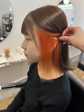 ラック 津田沼(LUCK) ビビットオレンジ/インナーカラー/ケアブリーチ/似合わせカット