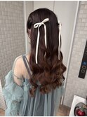 ハーフツイン/ねじりアレンジ/横浜ヘアアレンジ