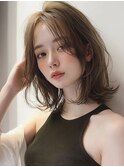 韓国レイヤー/シースルーバング/グレージュ/小顔レイヤー