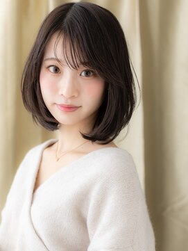 カバーヘア ブリス 大宮西口(COVER HAIR bliss) シースルーバングハッシュカット黒髪前下がりボブ30代40代W大宮