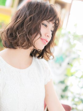 カバーヘア イヴ 戸頭店(COVER HAIR EVE) ■メッシュカラー小顔ウェーブボブルフ104-15★戸頭30代40代!