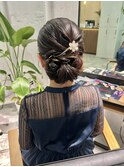 ヘアセット×編みこみアップ