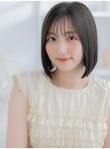 ツヤ感美髪アッシュブラック切りっぱなしボブa上尾