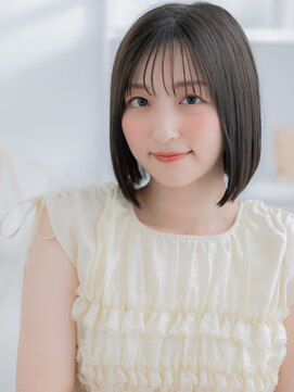 カバーヘア 上尾西口店(COVER HAIR) ツヤ感美髪アッシュブラック切りっぱなしボブa上尾