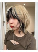 【井上】セクションカラーウルフマッシュ顔まわりレイヤーボブ