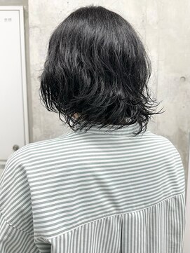 モリオ(morio) ＊くせ毛風ボブアンニュイ時短くせ毛カット前髪あり30代40代1