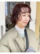 コンビネーション(combination)&nbsp;ミニボブパーマ　オン眉パーマ　オレンジブラウンカラー