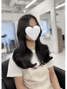 ハピネス 梅田茶屋町店(HAPPINESS) 韓国くびれ巻き韓国風巻き 小顔前髪 アッシュグレージュ