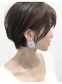 【ショートボブ】黒髪カタログ/オリーブグレー/小顔に見せるヘア