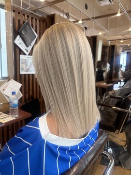 サンドレオ 新宿店(sand Leo) 顔周りカット/縮毛矯正/ダークブラウン/コーラルピンク