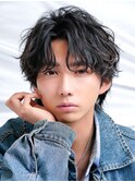 ラウンドマッシュニュアンス波巻きツイストシャドウサーフカール