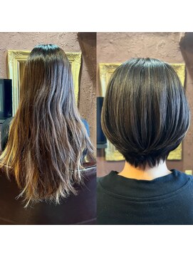 クロノス(CRONOS) 【cronos】ショートボブ/3Dカラー/白髪ぼかし/