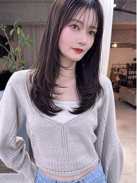 インビテーション(invitation) レイヤーロングアッシュブラックパープルブラック前髪カット