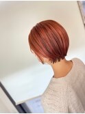 ショートボブ×オレンジ