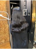 ケアカラーブルーラベンダーブラック顔まわりレイヤーカット韓国