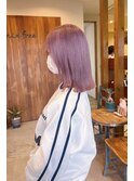 ピンクベージュラベンダーピンクダブルカラーブリーチ髪質改善